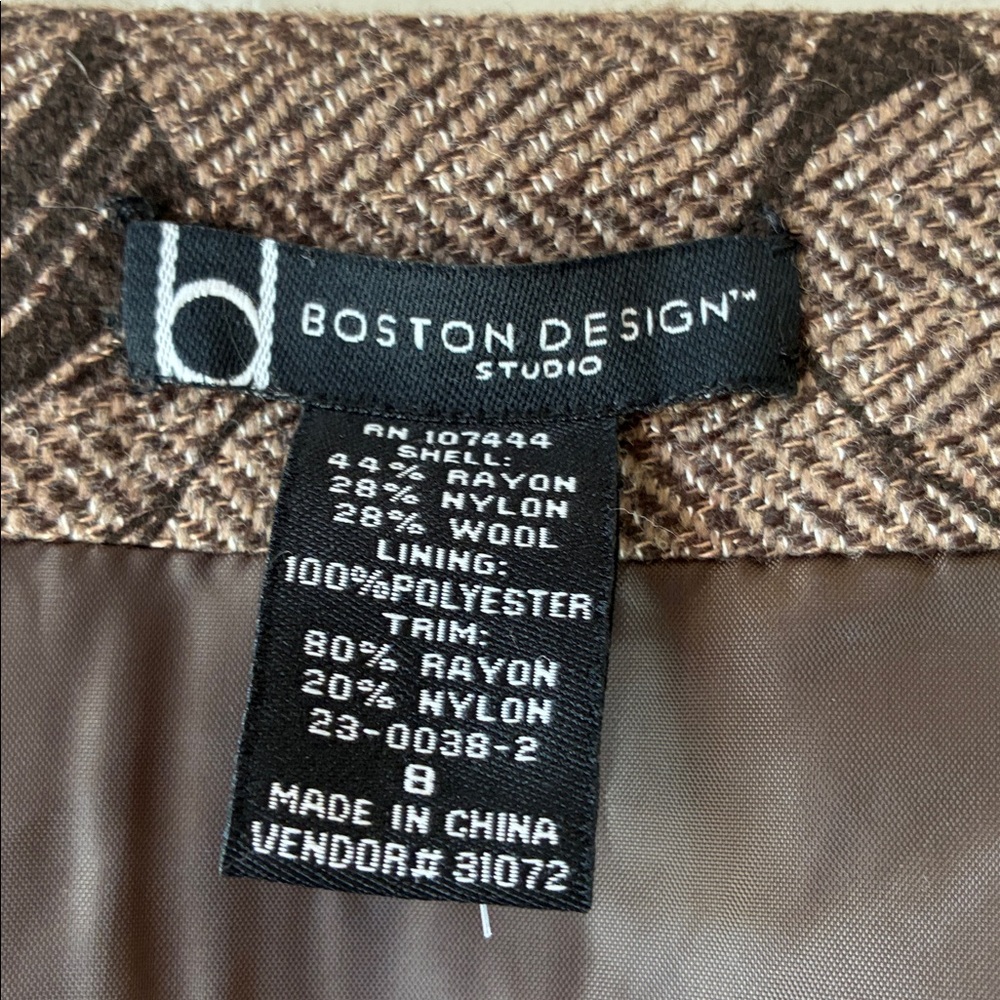 Boston Design Studio Ruffled Pencil Skirt Floral Brown Size 8 - Picture 5 of 8
